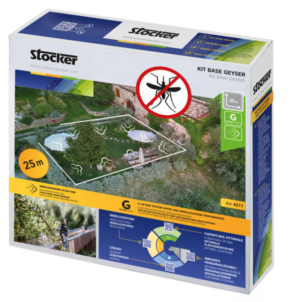 KIT GEYSER DA 25 METRI CON TUBO 25 MT D.6 MM, 10 UGELLI A NEBULIZZAZIONE ULTRA-FINE,10 RACCORDI A T,3 TAPPI DI CHIUSURA, 5 FERMATUBO E 20 CHIODI DI FISSAGGIO