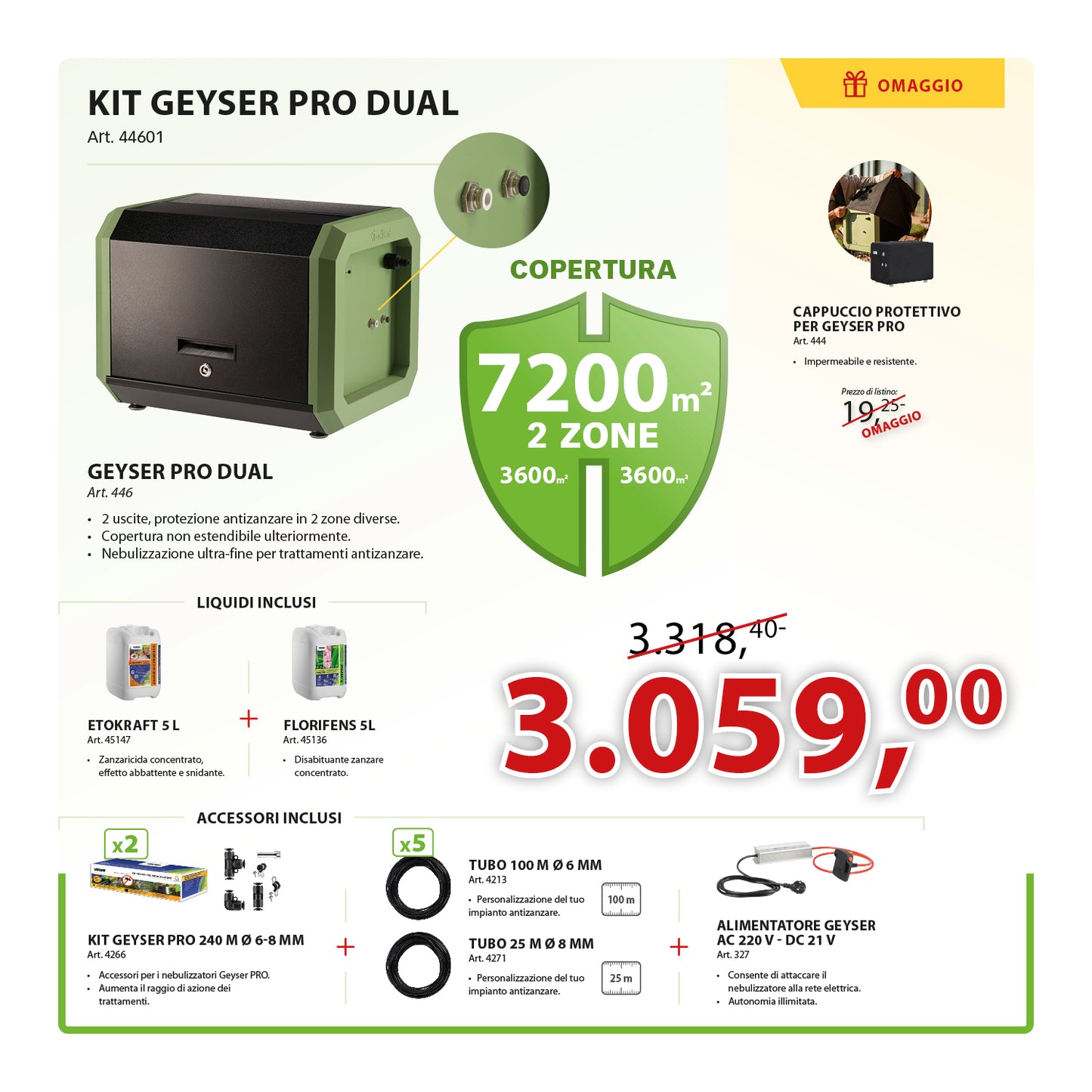 KIT GEYSER PRO DUAL (VERDE) 7200MQ