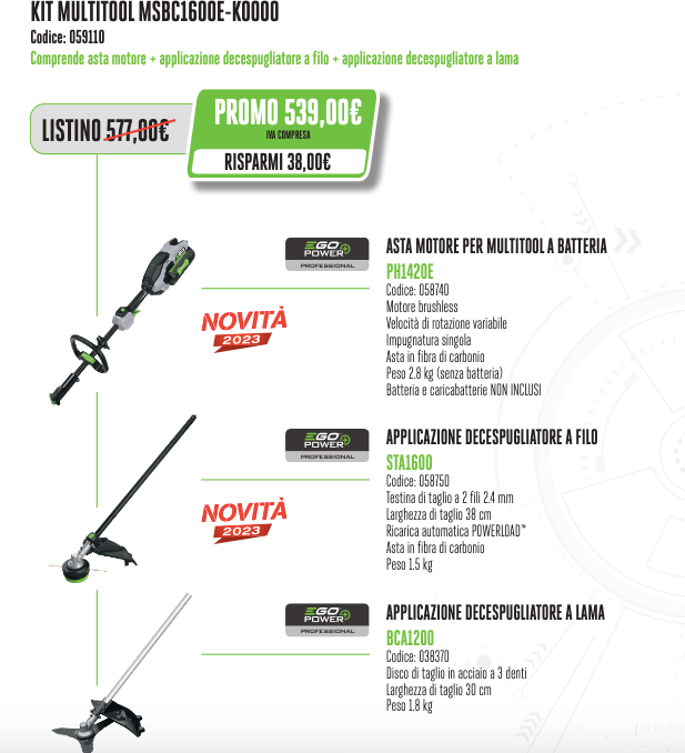 KIT Multitool MSBC1600E-K0000 EGO