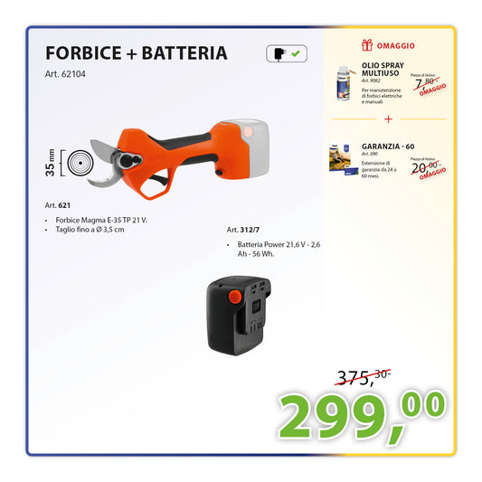KIT Forbice Magma E-35 TP 21 V + Batteria 21 V 2,6Ah