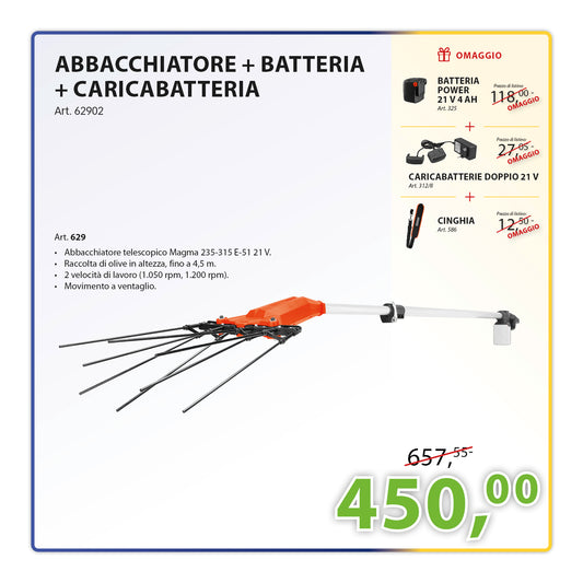 KIT Completo Abbachiatore magma 235-315 E-51 21 V + Batteria 21 V 4 Ah + Caricabatterie doppio 21 V