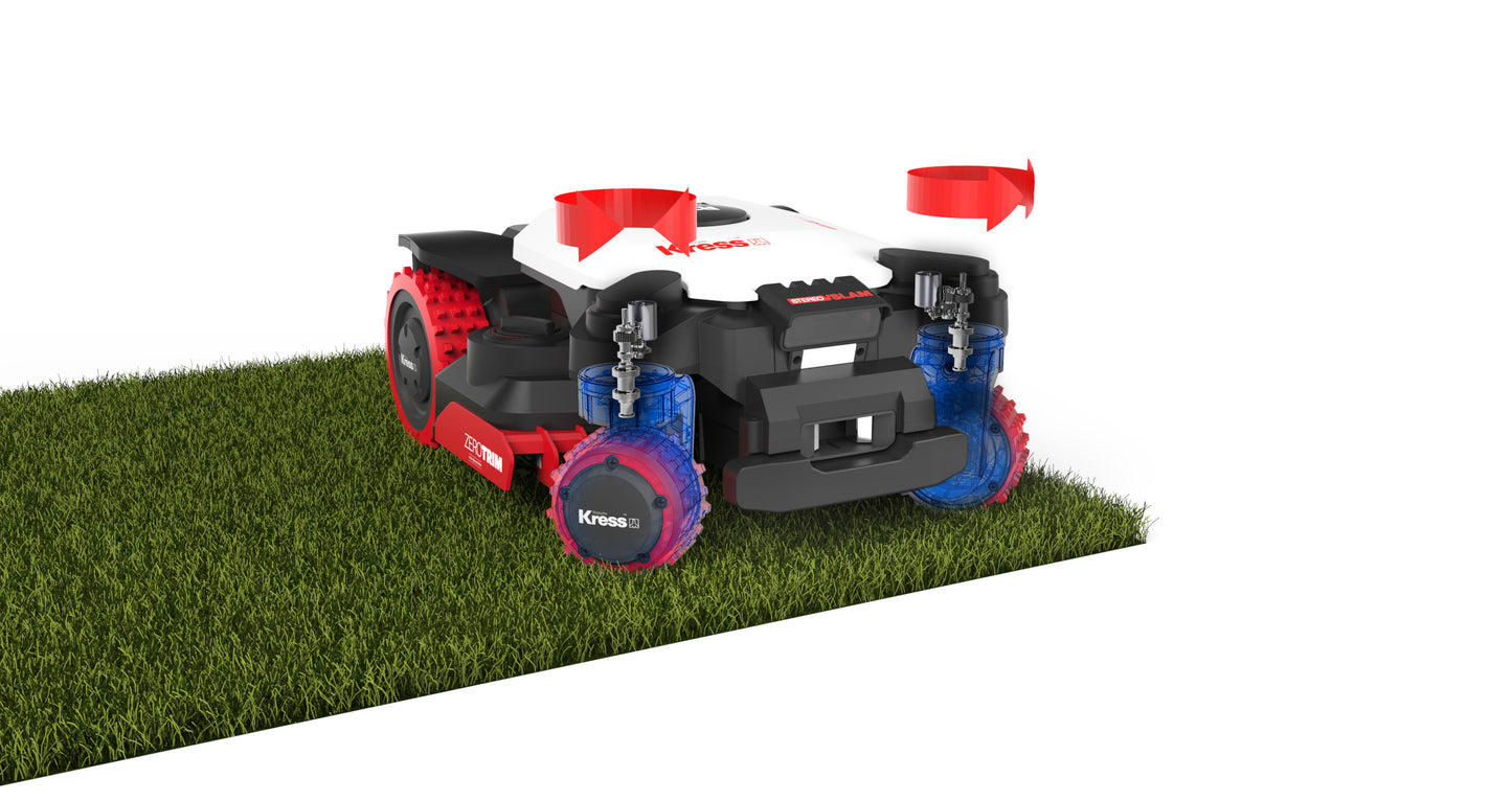Robot rasaerba Kress KR281E EyePilot 4x4 RTKn 1500 MQ AI AWD Stereo VSLAM camera, ZeroTrim