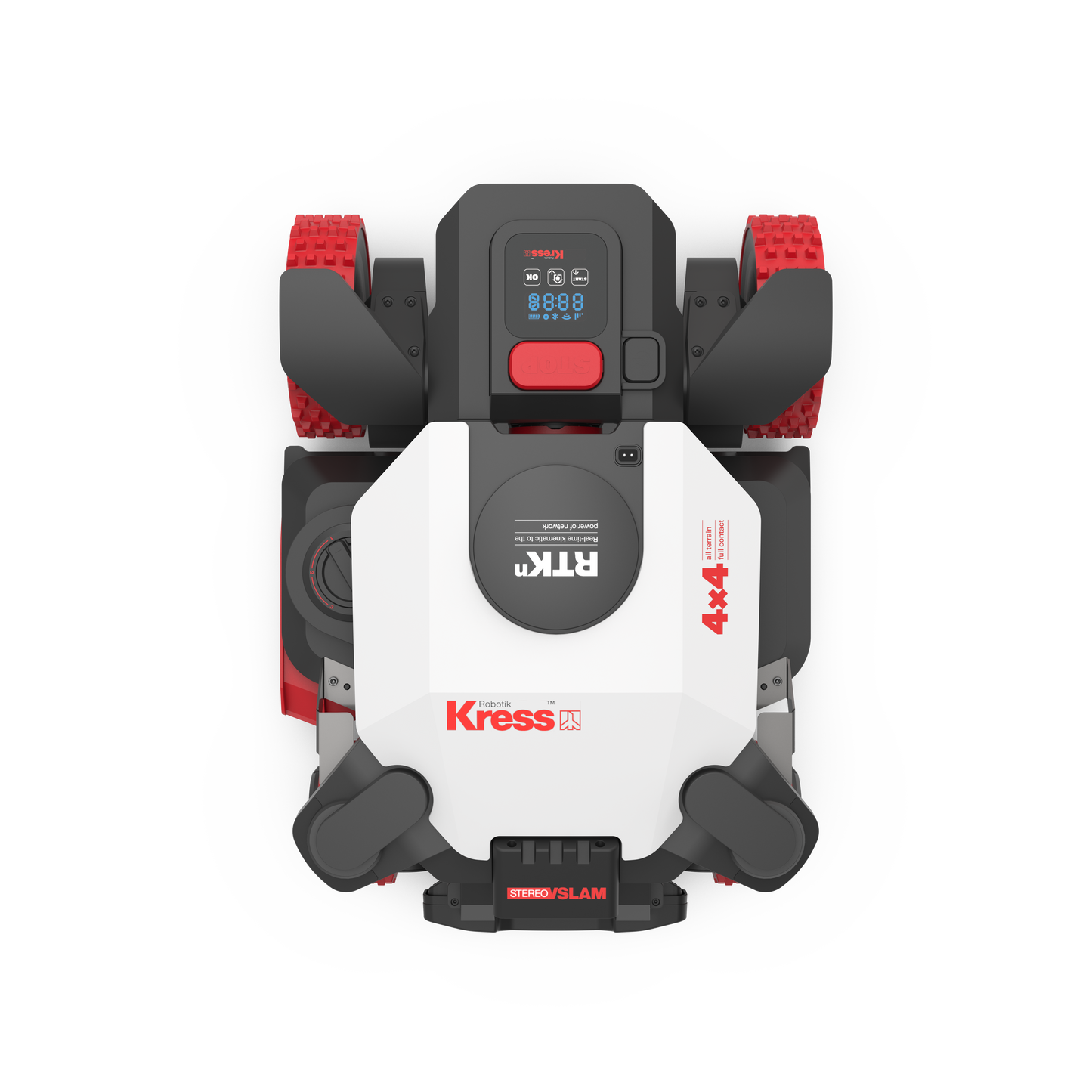 Robot rasaerba Kress KR285E EyePilot 4x4 RTKn 5000 MQ AI AWD Stereo VSLAM camera, ZeroTrim