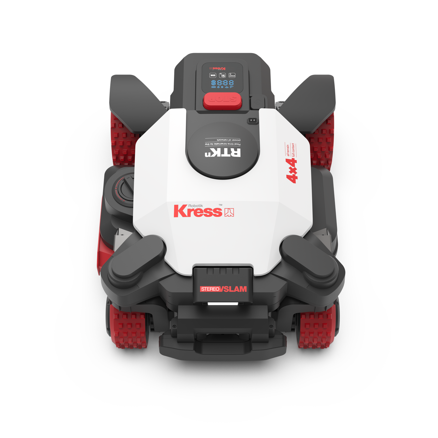 Robot rasaerba Kress KR285E EyePilot 4x4 RTKn 5000 MQ AI AWD Stereo VSLAM camera, ZeroTrim