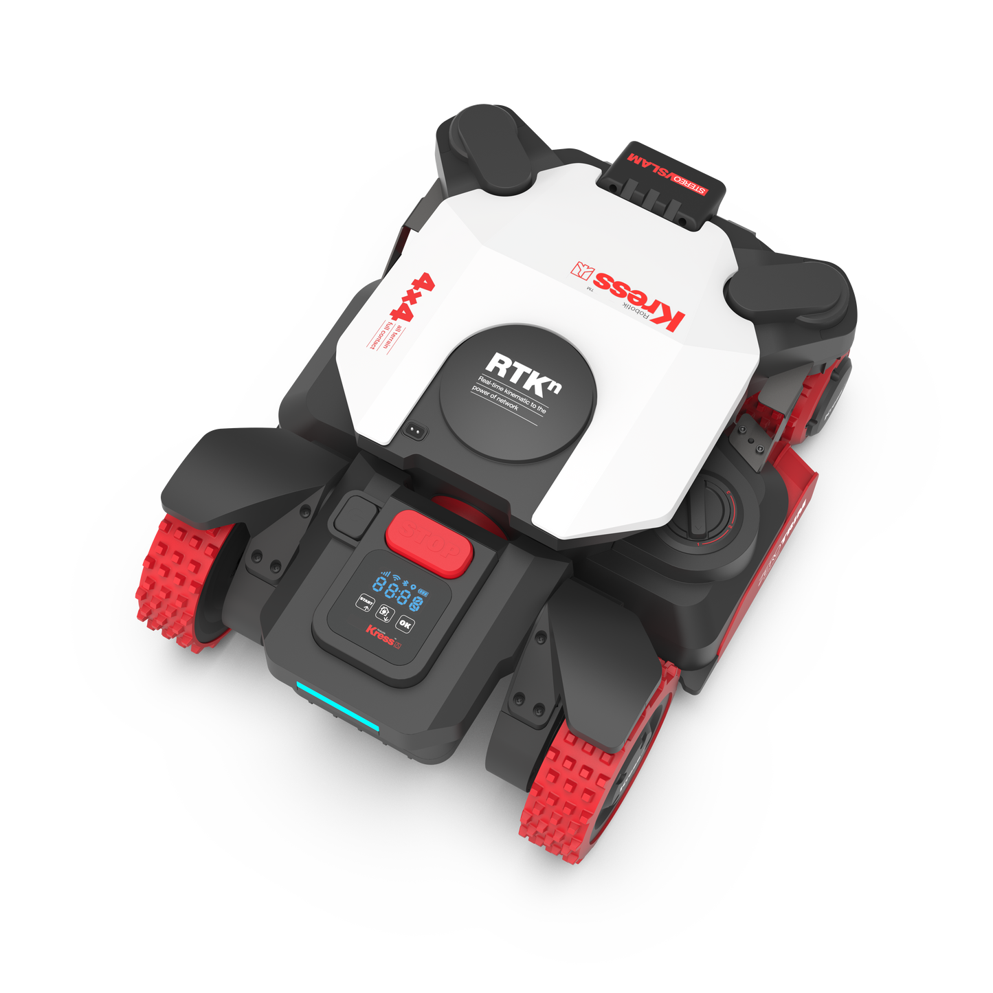 Robot rasaerba Kress KR285E EyePilot 4x4 RTKn 5000 MQ AI AWD Stereo VSLAM camera, ZeroTrim